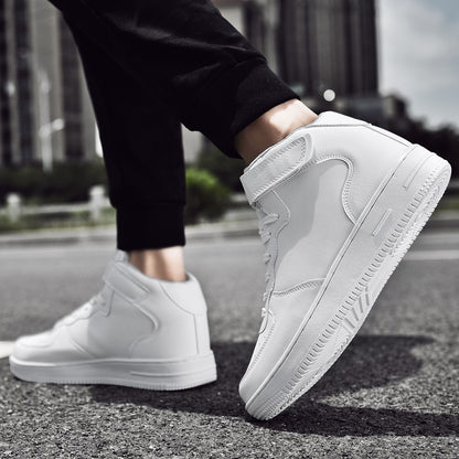 ELEWHVTË™ All-White High-Top Sneakers White Mens High Top Sneakers Model Image Side