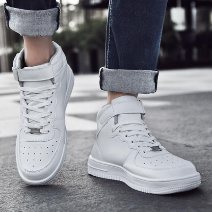 ELEWHVTË™ All-White High-Top Sneakers White Mens High Top Sneakers Model Image Front