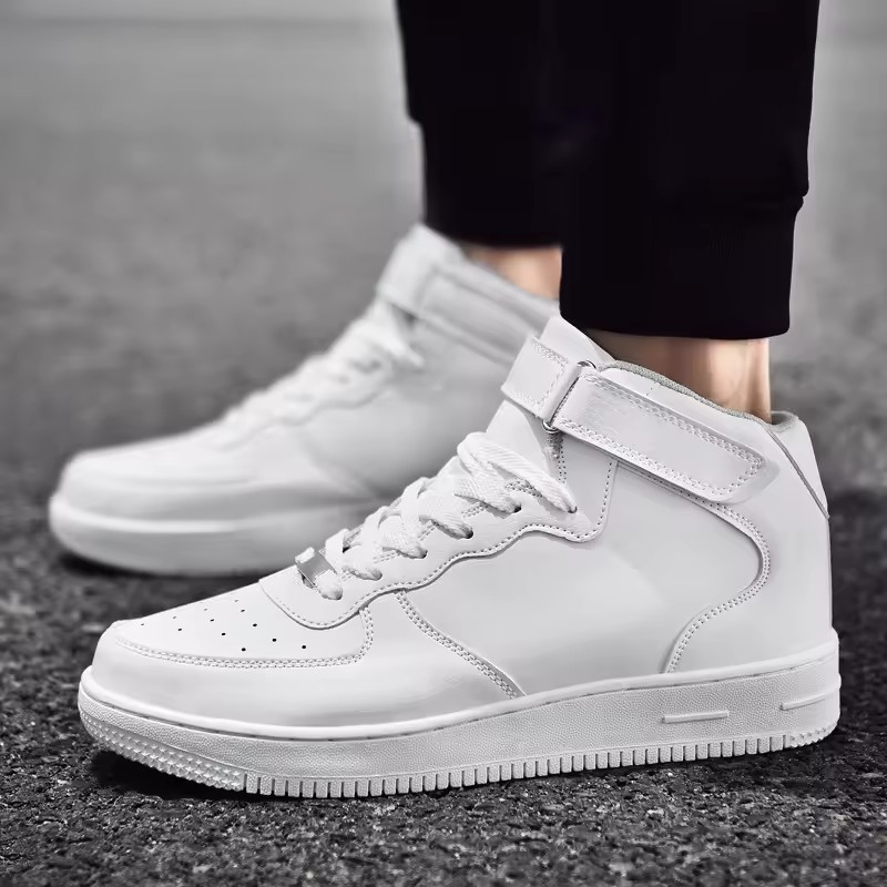 ELEWHVTË™ All-White High-Top Sneakers White Mens High Top Sneakers Model Image Side