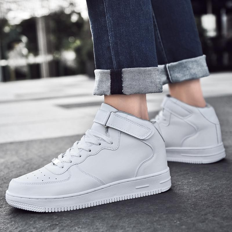 ELEWHVTË™ All-White High-Top Sneakers White Mens High Top Sneakers Model Image Side