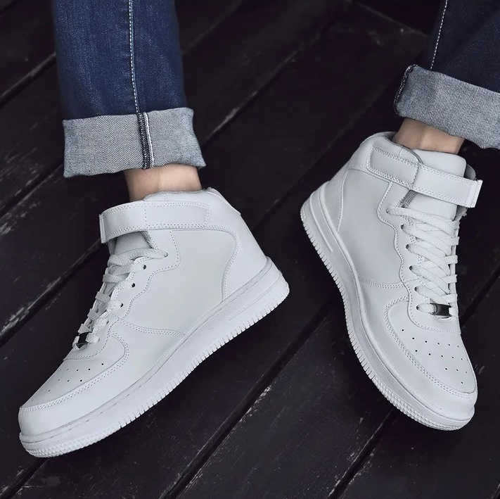 ELEWHVTË™ All-White High-Top Sneakers White Mens High Top Sneakers Model Image Top