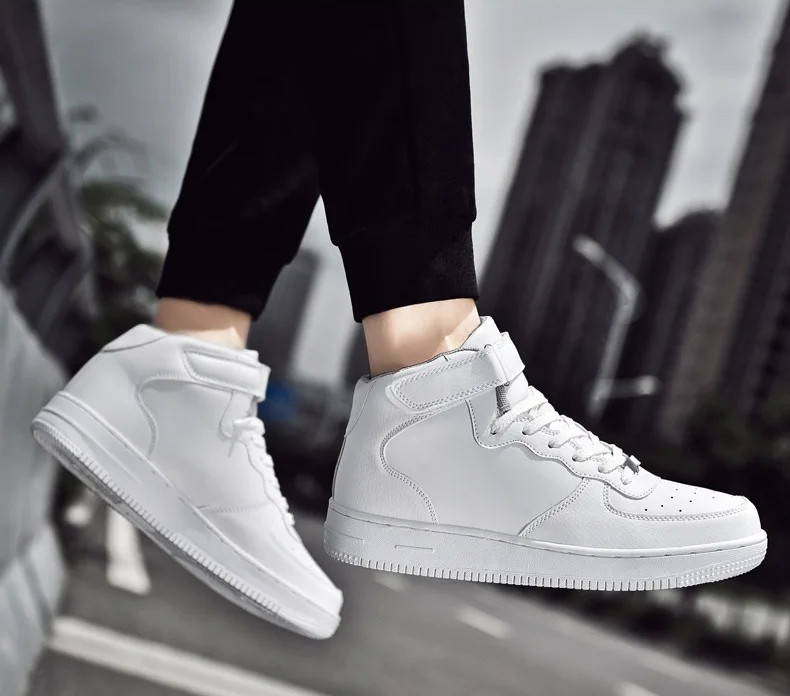 ELEWHVTË™ All-White High-Top Sneakers White Mens High Top Sneakers Model Image Right Side