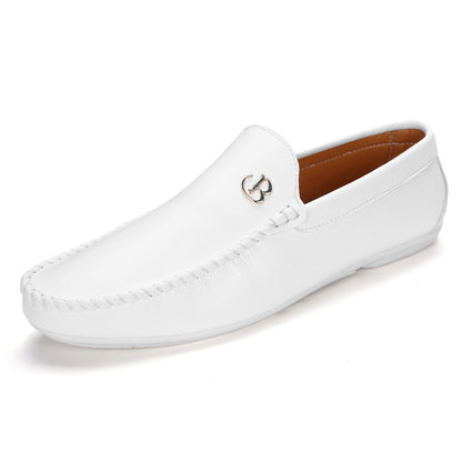 Mens Billionaire Loafers All White Mens Loafers Product Side Image