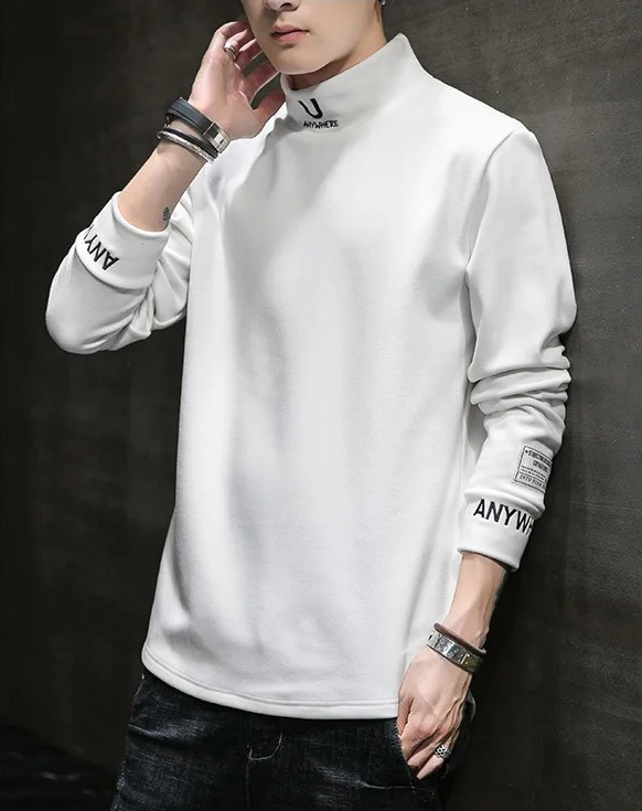 ELEWHVTË™ | Anywhere Turtleneck Men's All-White Turtleneck Model Image Side