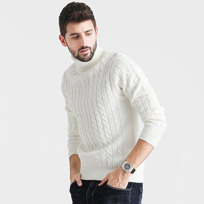 ELEWHVTË™ | Classic Turtleneck Men's All-White Turtleneck Model Image Side