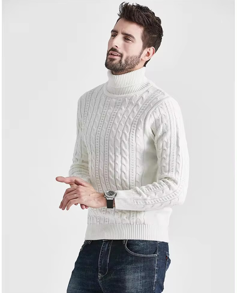 ELEWHVTË™ | Classic Turtleneck Men's All-White Turtleneck Model Image Left Side