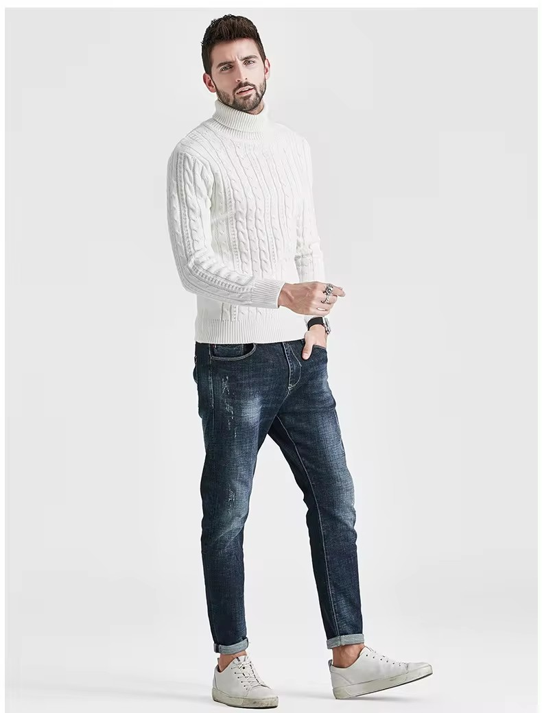 ELEWHVTË™ | Classic Turtleneck Men's All-White Turtleneck Model Image Front