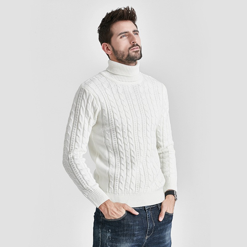 ELEWHVTË™ | Classic Turtleneck Men's All-White Turtleneck Model Image Side