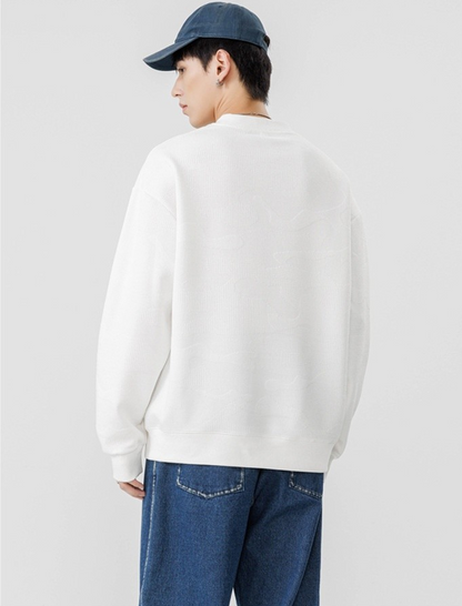 ELEWHVTË™ | Crewneck Sweater Men's White Sweater Model Image Back