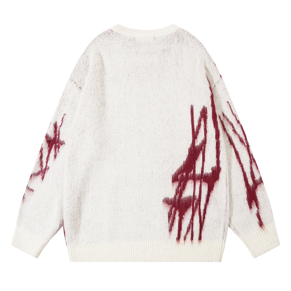 ELEWHVTË™ | First Blood Sweater Men's Red & White Sweater Product Image Back