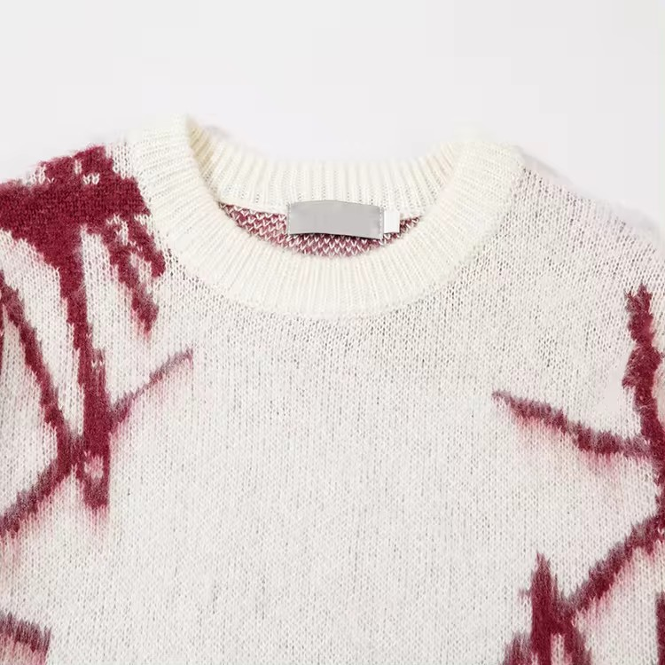 ELEWHVTË™ | First Blood Sweater Men's Red & White Sweater Product Image Collar