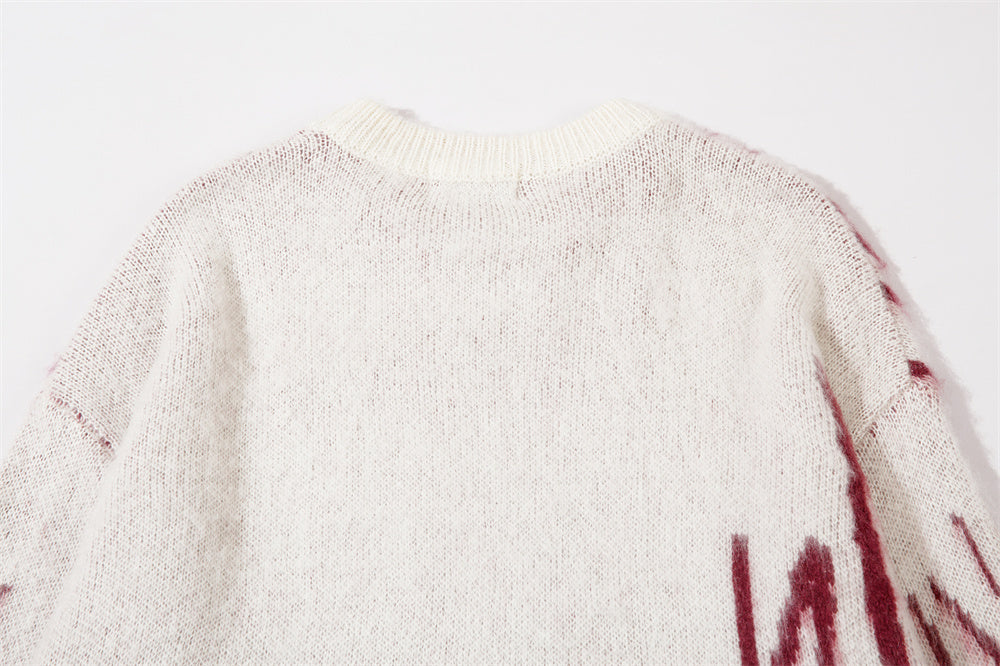 ELEWHVTË™ | First Blood Sweater Men's Red & White Sweater Product Image Collar Back