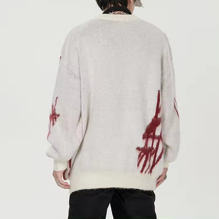 ELEWHVTË™ | First Blood Sweater Men's Red & White Sweater Model Image Back