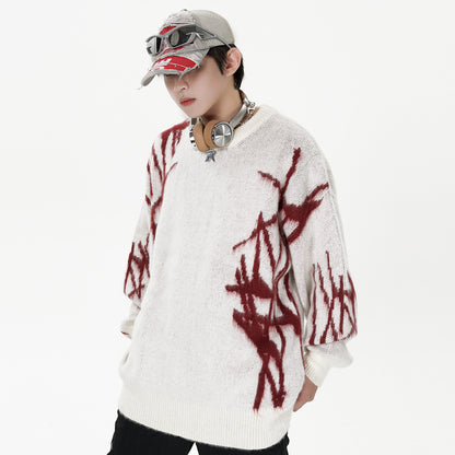 ELEWHVTË™ | First Blood Sweater Men's Red & White Sweater Model Image Side