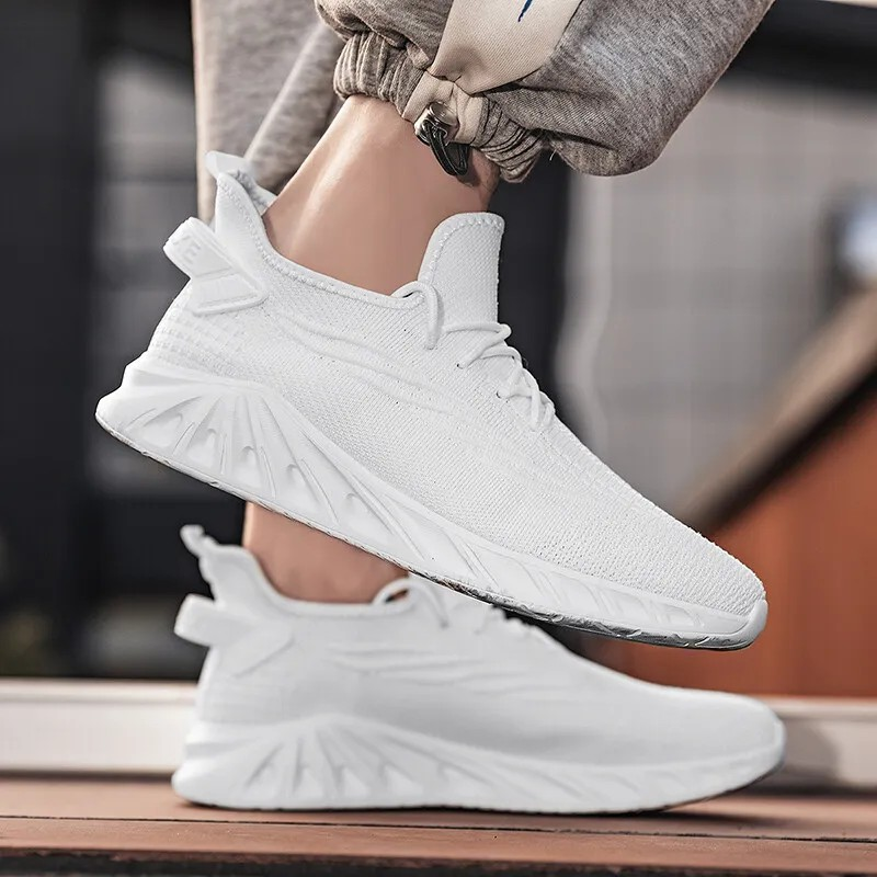 Mens ELEWHVTË™ | Frost Sneakers White Mens Mesh Sneakers Model Image Side