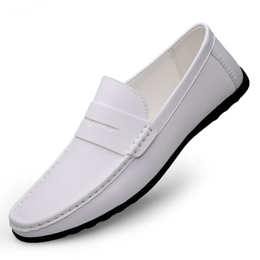 Mens White Loafers All White Mens Loafers Product Side Image