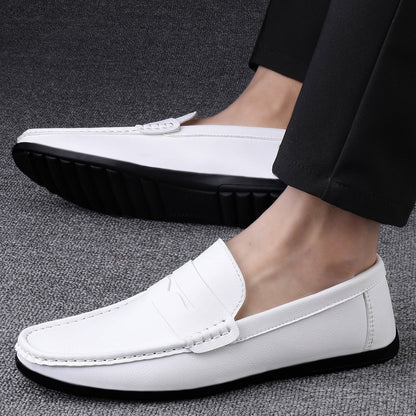 Mens White Loafers All White Mens Loafers Model Image Side