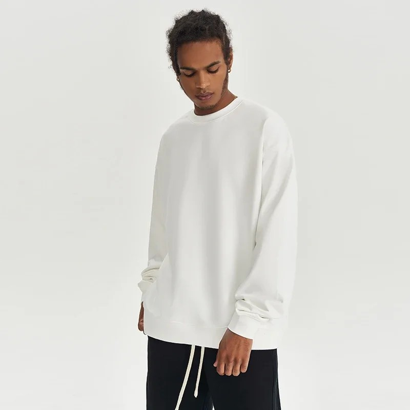 ELEWHVTË™ | Loose Sweater Men's White Sweater Model Image Side