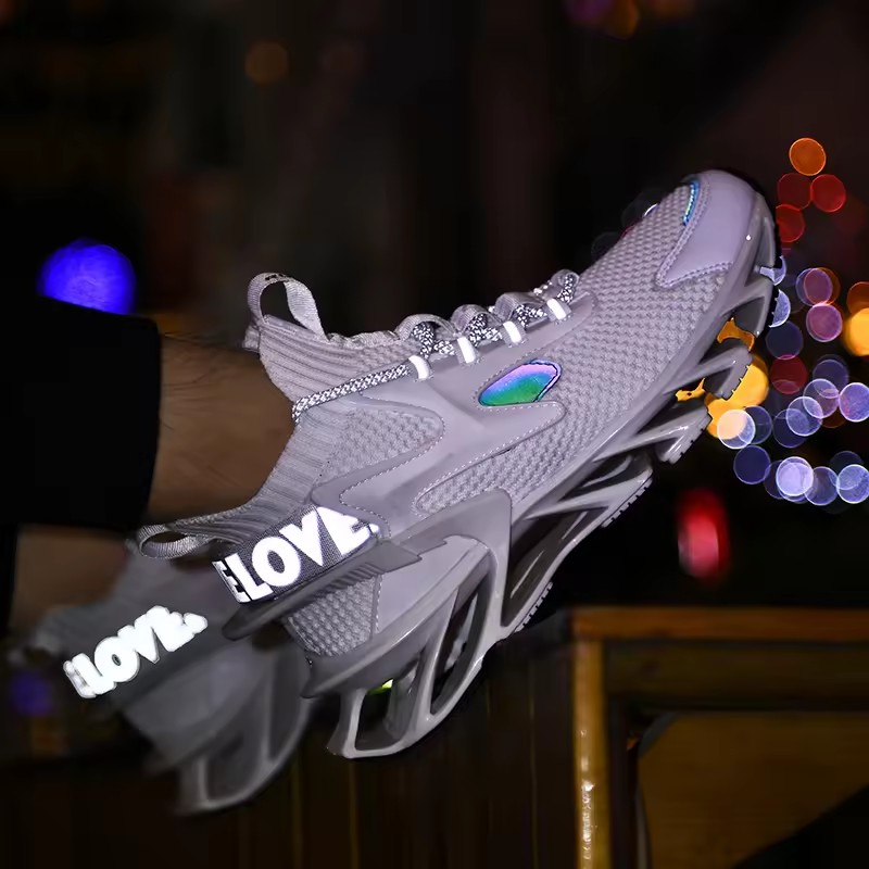 ELEWHVTË™ | Love Sneakers White Mens Mesh Sneakers Model Image Glow in The Dark