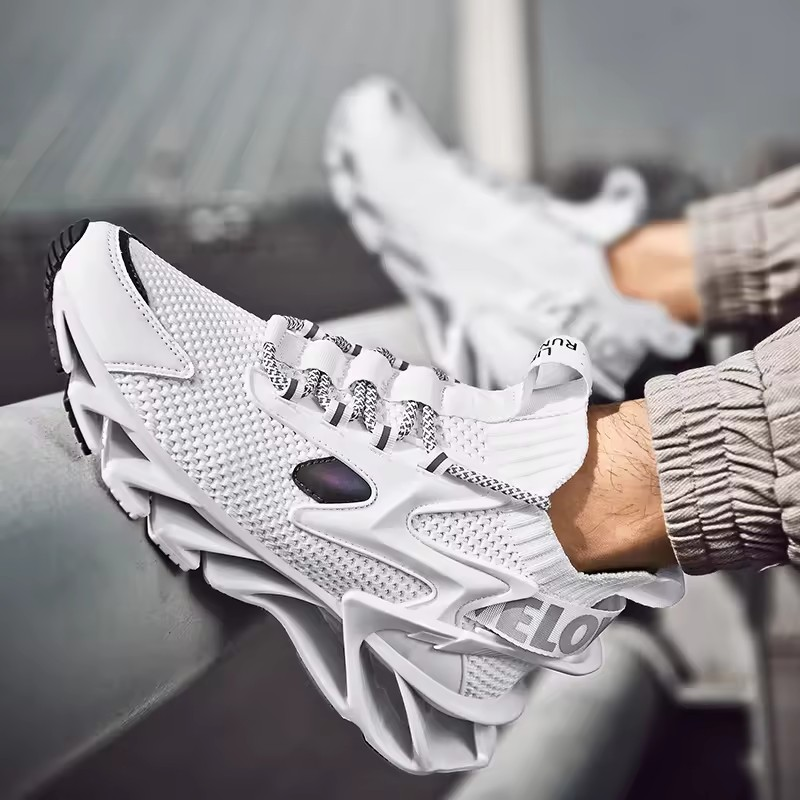 ELEWHVTË™ | Love Sneakers White Mens Mesh Sneakers Model Image Side