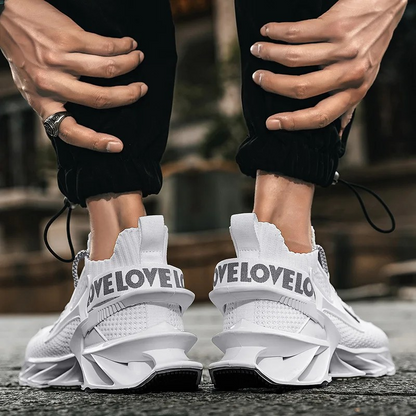 ELEWHVTË™ | Love Sneakers White Mens Mesh Sneakers Model Image Heel