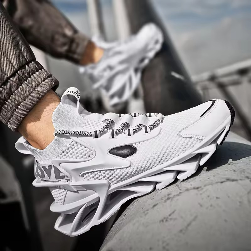 ELEWHVTË™ | Love Sneakers White Mens Mesh Sneakers Model Image Side