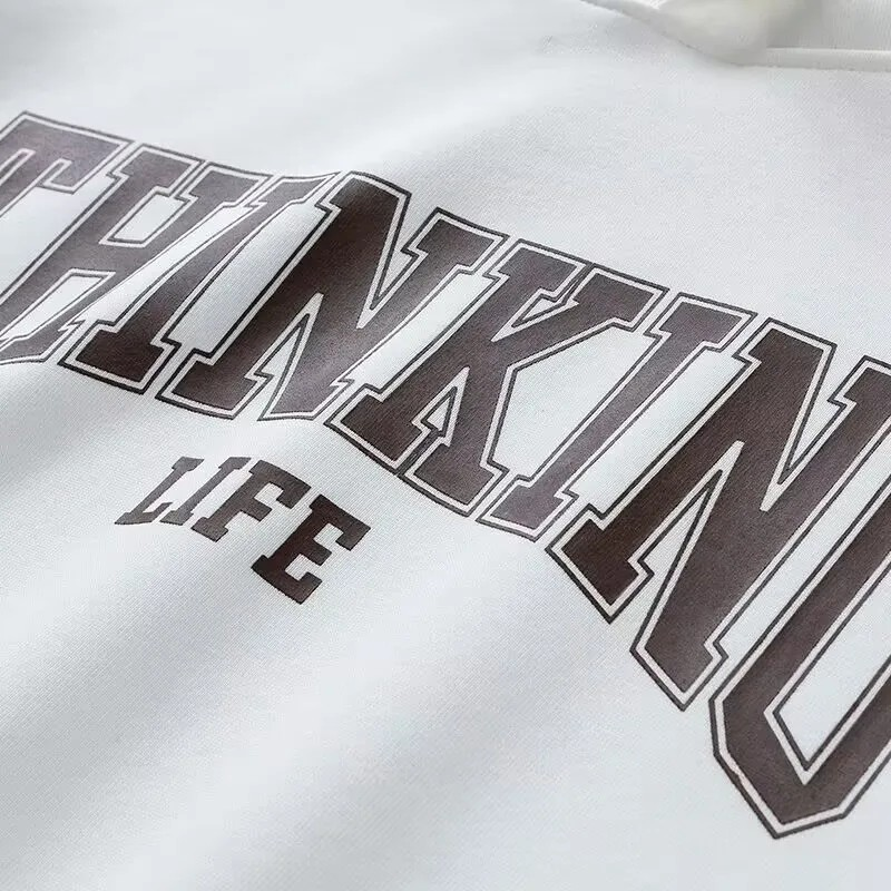 ELEWHVTË™ | Thinking Life Hoodie Men's All-White Hoodie Product Image Writing on Chest