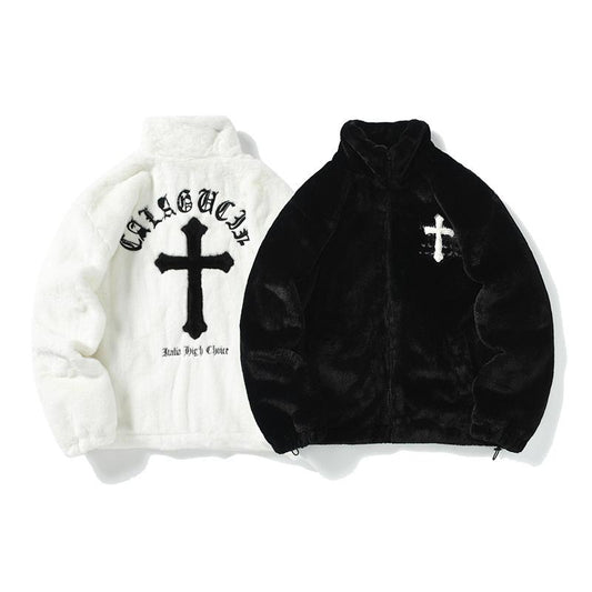 Faith Christian Winter Jacket Black and White Jackets Front and Back View