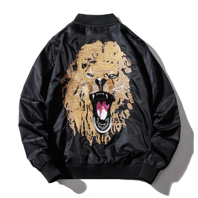 Black Lion WInter Jacket Lion Head at the Back View