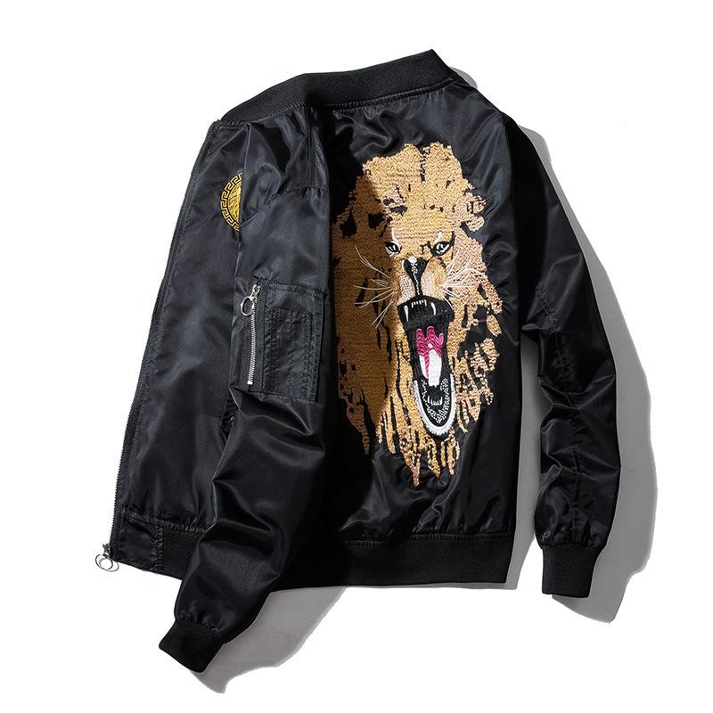 Black Lion WInter Jacket Lion Head at the Back Left Side View