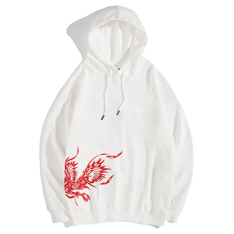 Phoenix Hoodie Men's White and Red Embroided Hoodie Product Image Front