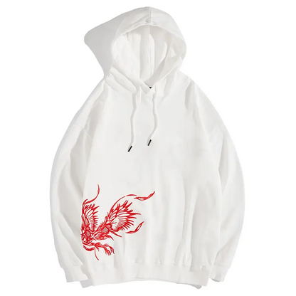 Phoenix Hoodie Men's White and Red Embroided Hoodie Product Image Front