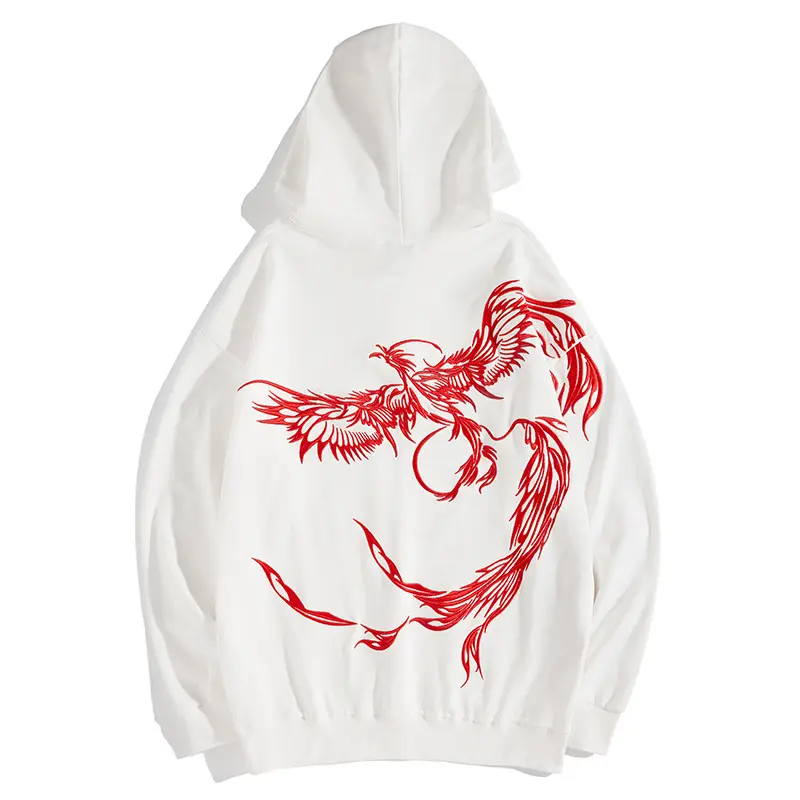 Phoenix Hoodie Men's White and Red Embroided Hoodie Product Image Back