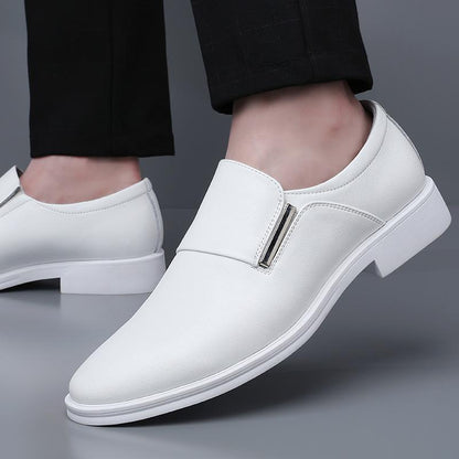 Pure Elegance Mens White Leather Business Shoes Left Shoe Model View