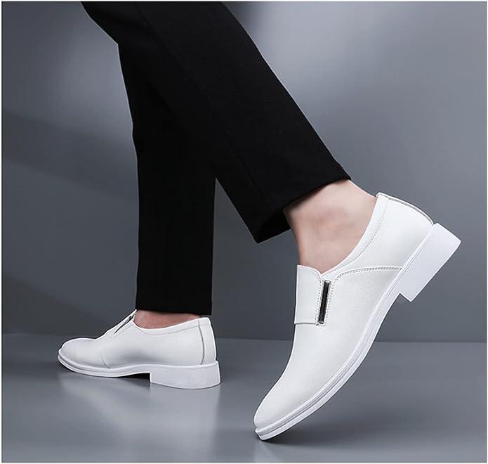 Pure Elegance Mens White Leather Business Shoes Model Walking