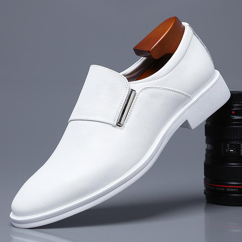 Pure Elegance Mens White Leather Business Shoes 