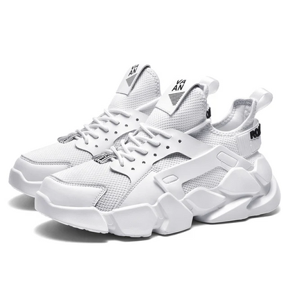 Mens RAVR Sneakers All-White Mens Mesh Sneakers Product Image Both Sneakers