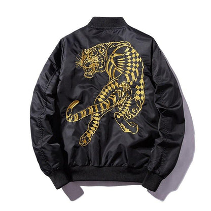 Tiger Winter Jacket Mens Gold and Black Winter Jacket Back