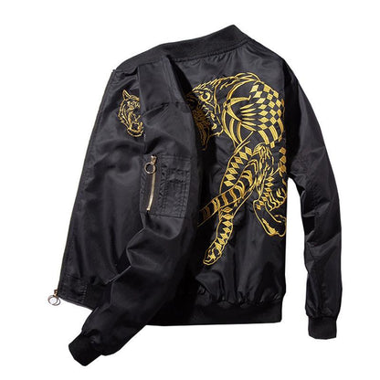 Tiger Winter Jacket Mens Gold and Black Winter Jacket Back Golden Tiger