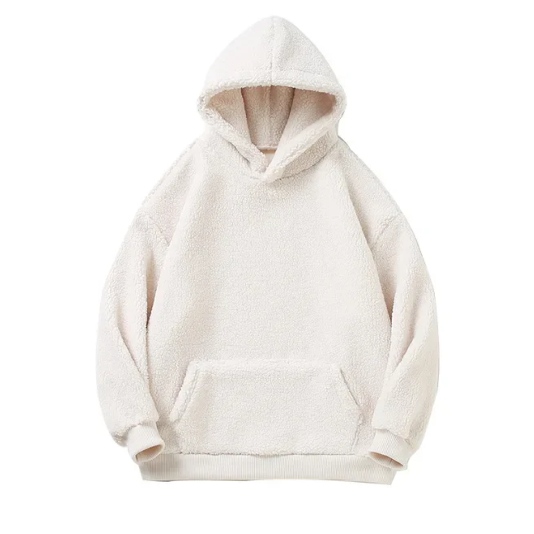 Wool Hoodie Men's White Fluffy Hoodie Product Image Front