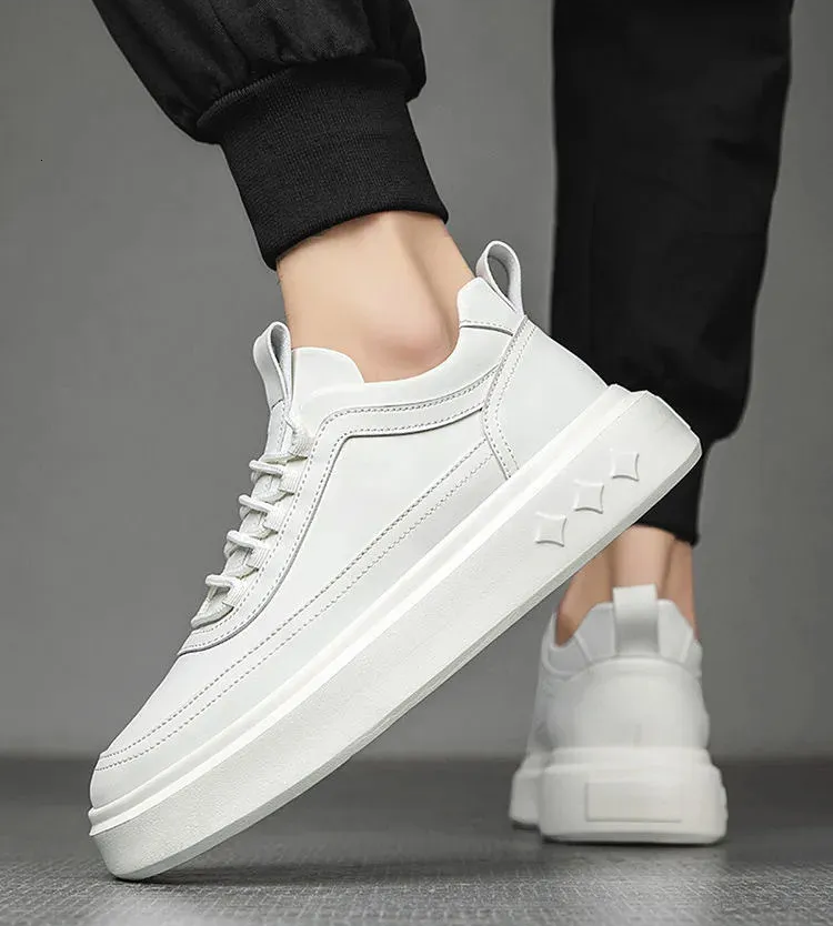 Mens All-White Star Trainers White Mens Trainers Product Image Model Side