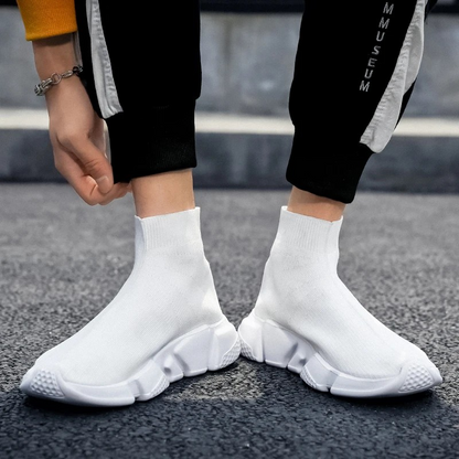 ELEWHVTË™ | Whvte Sock High-Top Sneakers White Mens High Top Sneakers Model Image Front