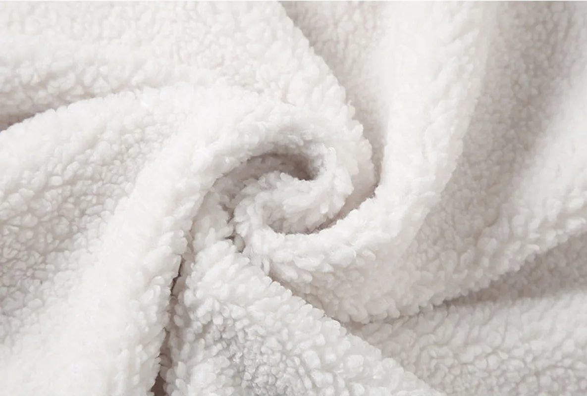 Wool Hoodie Men's White Fluffy Hoodie Fabric Close Up Image