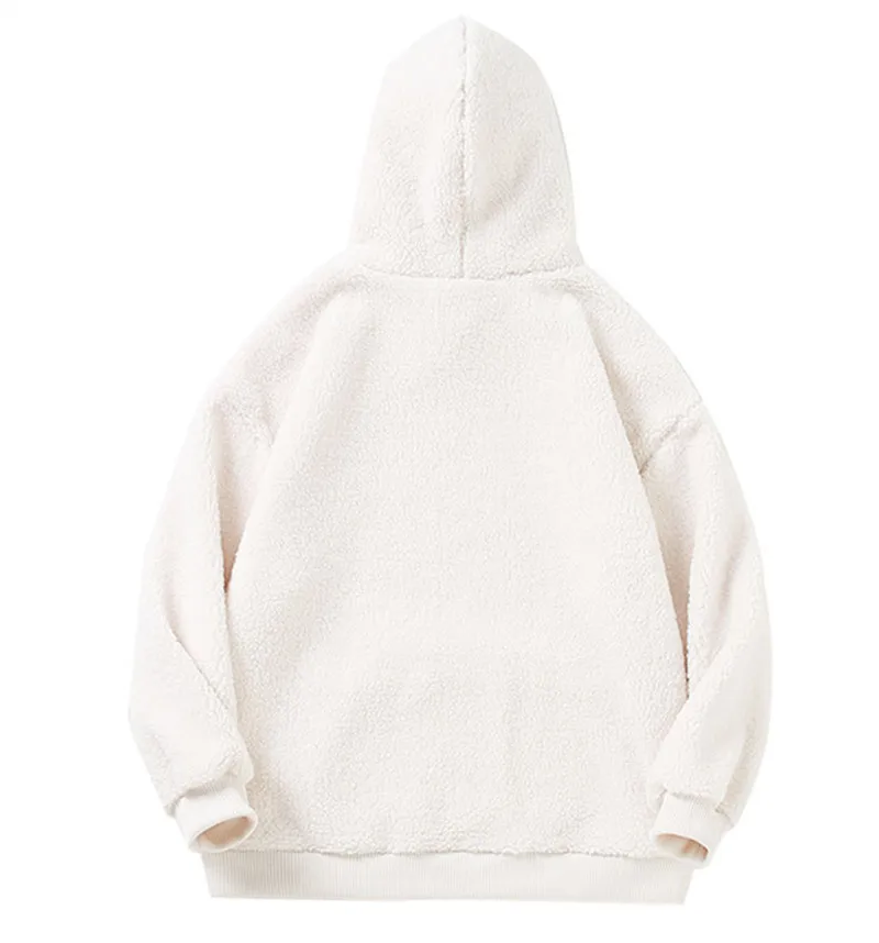 Wool Hoodie Men's White Fluffy Hoodie Product Image Back