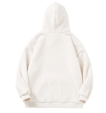 Wool Hoodie Men's White Fluffy Hoodie Product Image Back