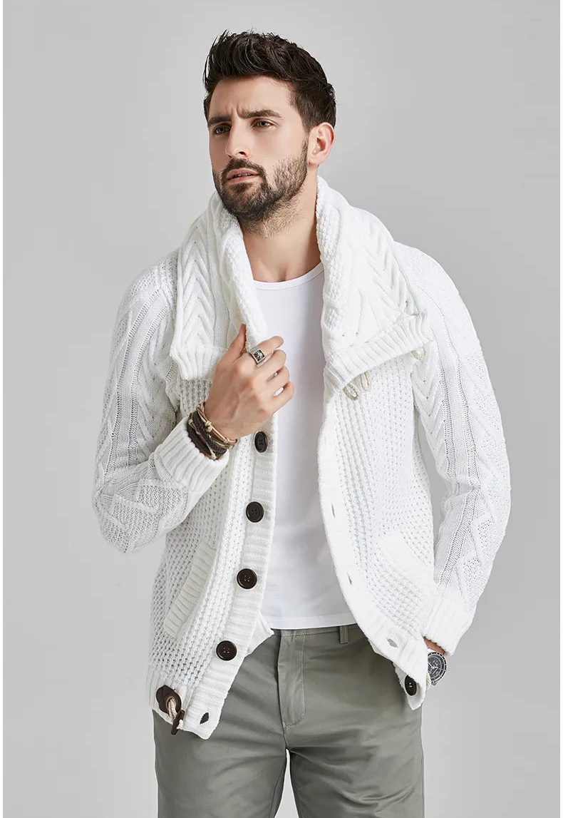 Wool Sweater Men's White Wool Sweater Product Image Model Front