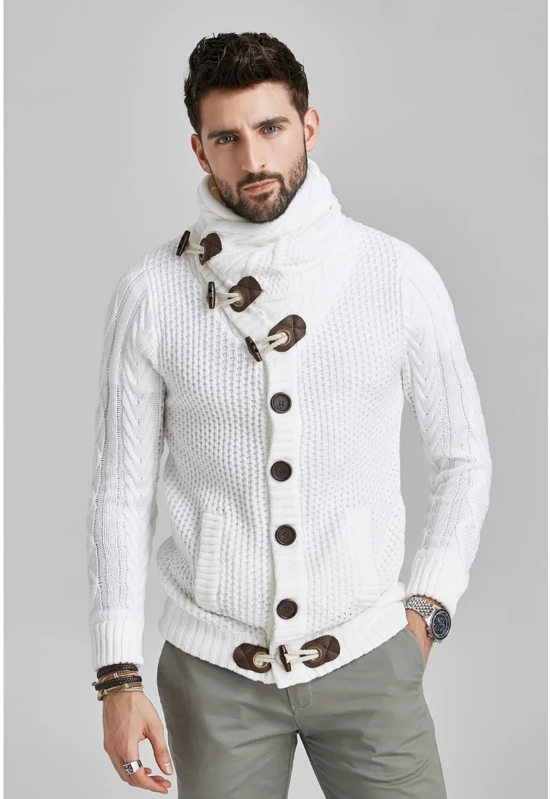 Wool Sweater Men's White Wool Sweater Product Image Model Front