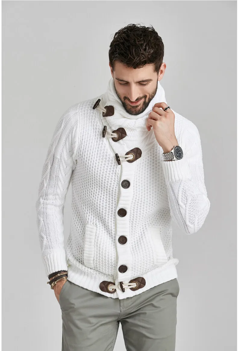 Wool Sweater Men's White Wool Sweater Product Image Model Front