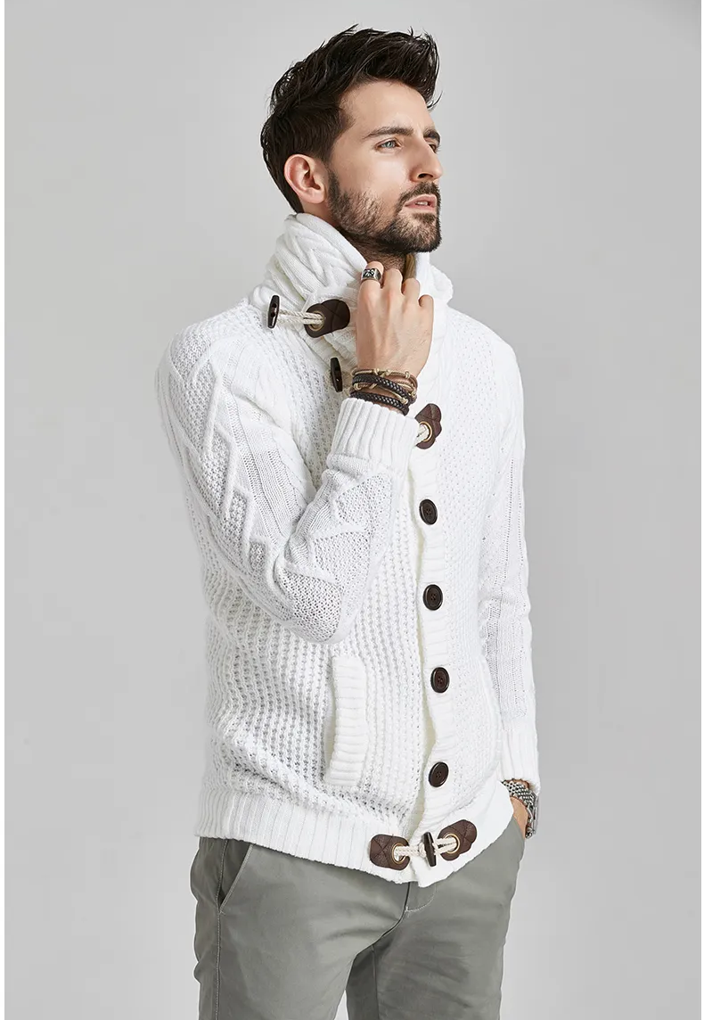 Wool Sweater Men's White Wool Sweater Product Image Model Side