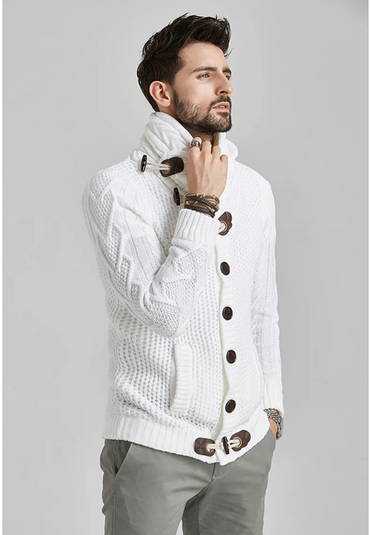 Wool Sweater Men's White Wool Sweater Product Image Model Side